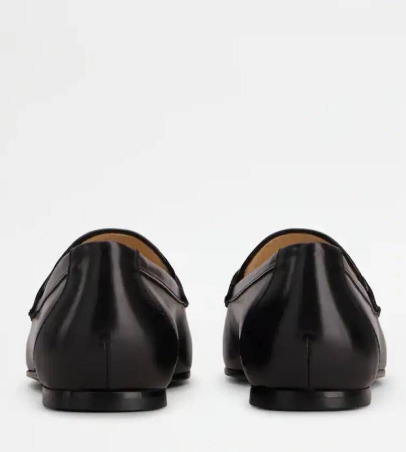 TOD'S Zwarte leren mocassin met T-accessoire Black Dames