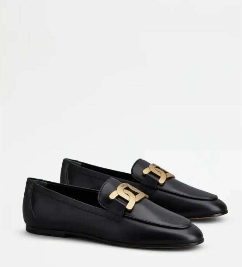 TOD'S Zwarte Leren Mocassin Schoenen Black Dames