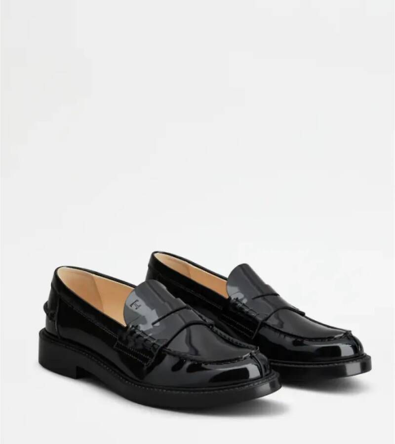 TOD'S Zwarte Leren Mocassin Schoenen Black Dames