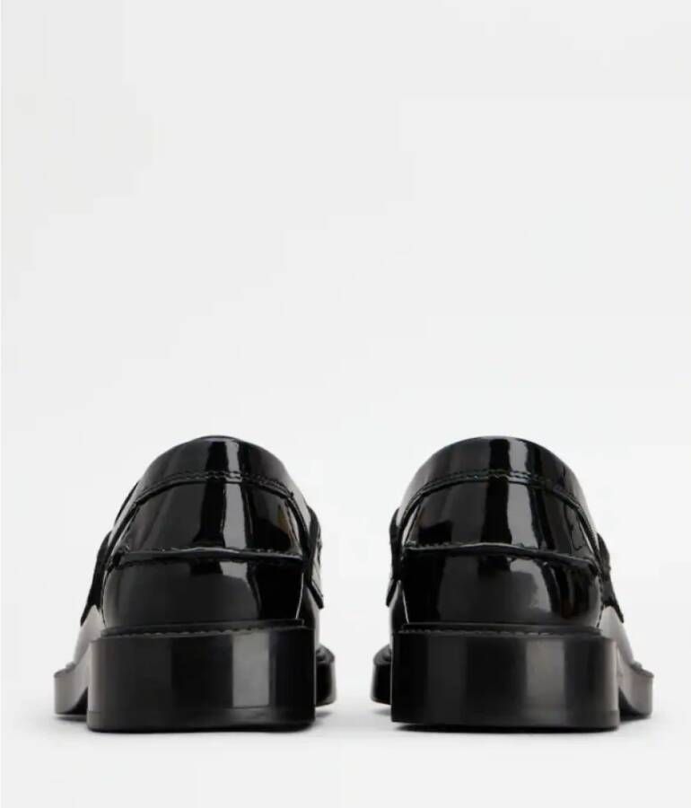 TOD'S Zwarte Leren Mocassin Schoenen Black Dames