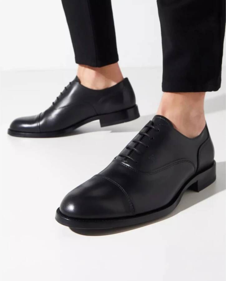 TOD'S Zwarte leren Oxford schoenen Black Heren