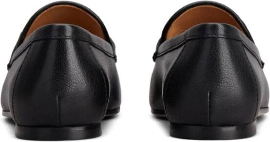 TOD'S Zwarte Leren Loafers met Metalen Logo Black Dames