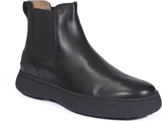 TOD'S Zwarte Leren Platte Schoenen Black Heren