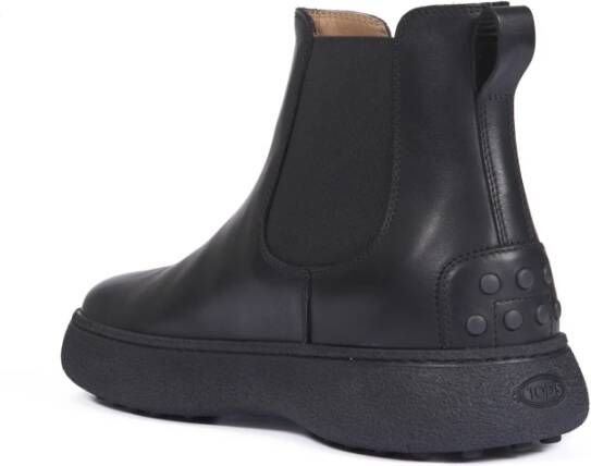 TOD'S Zwarte Leren Platte Schoenen Black Heren