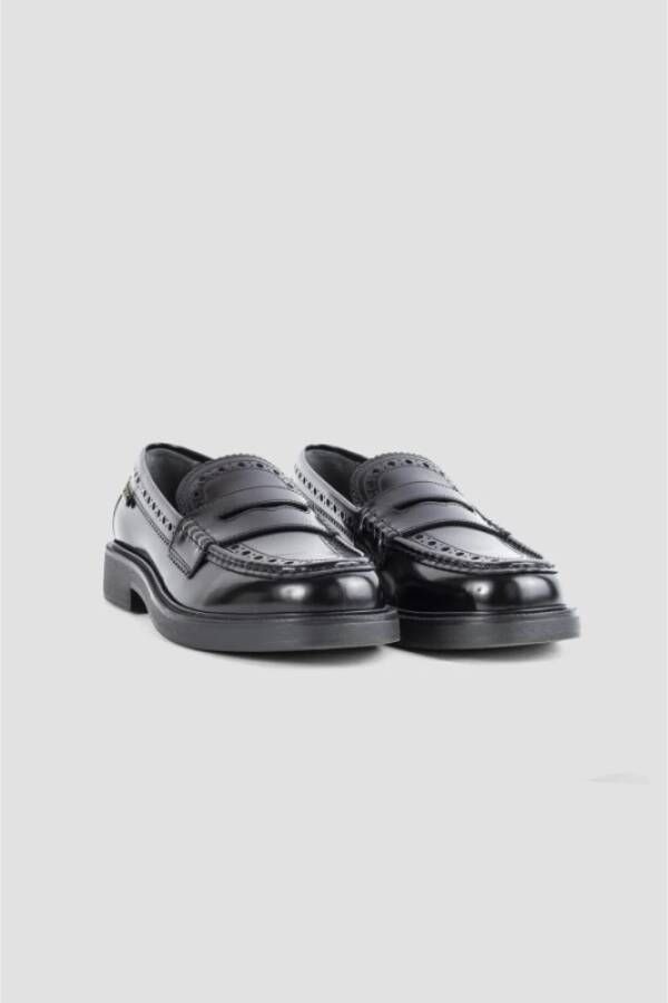 TOD'S Zwarte leren Prepy loafers Black Dames