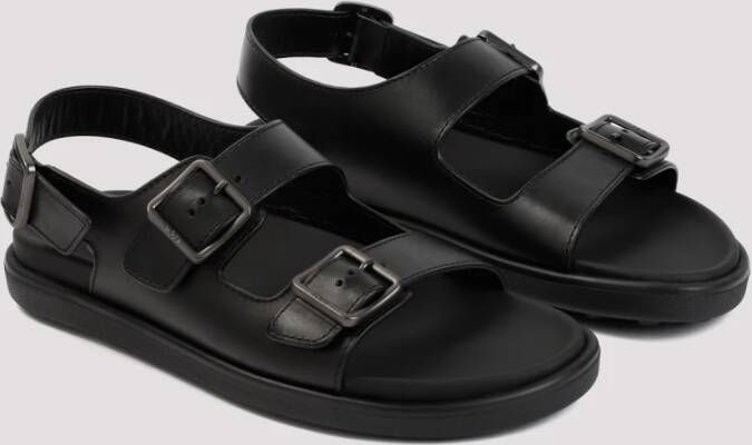 TOD'S Zwarte Leren Sandalen Black Heren