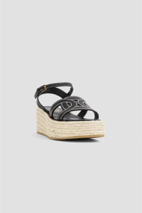 TOD'S Zwarte leren sleehak sandalen Kate stijl Black Dames