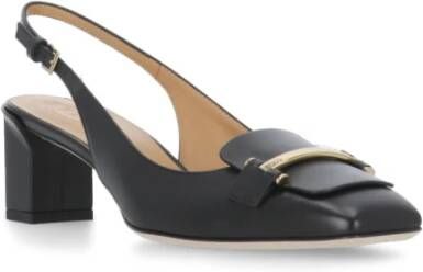 TOD'S Zwarte leren slingback met metalen detail Black Dames