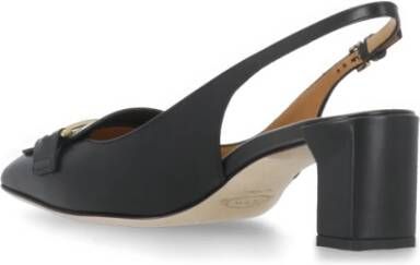 TOD'S Zwarte leren slingback met metalen detail Black Dames