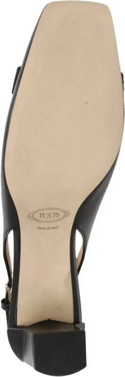 TOD'S Zwarte leren slingback met metalen detail Black Dames