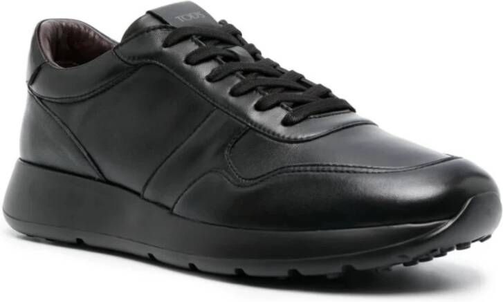 TOD'S Zwarte Leren Sneakers Black Heren