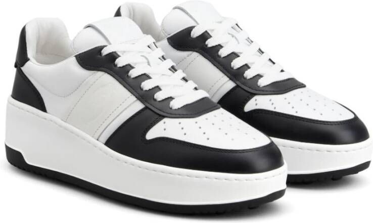 TOD'S Zwarte Leren Sneakers Paneelontwerp Black Dames