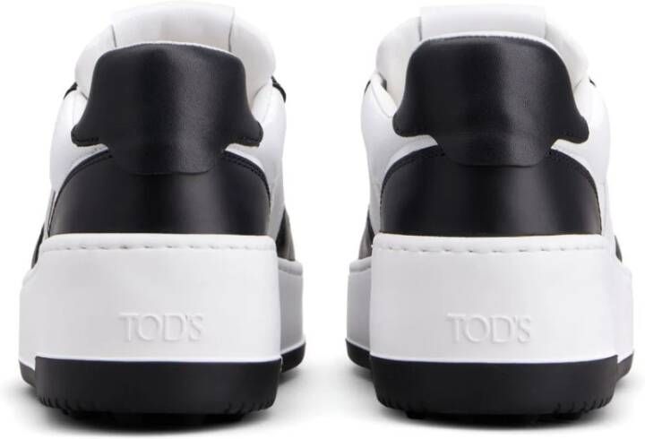 TOD'S Zwarte Leren Sneakers Paneelontwerp Black Dames