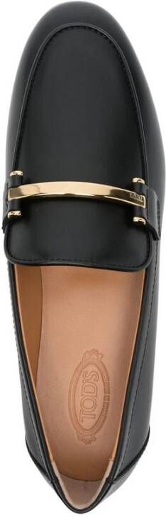 TOD'S Zwarte Leren Stacked Heel Schoenen Black Dames