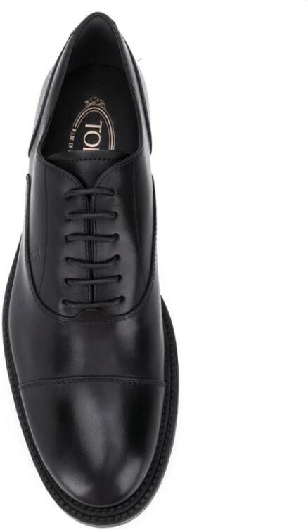 TOD'S Zwarte Leren Veterschoenen Met Platte Zool Black Heren