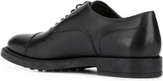 TOD'S Zwarte Leren Veterschoenen Met Platte Zool Black Heren