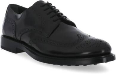 TOD'S Zwarte Leren Veterschoenen voor Mannen Black Heren