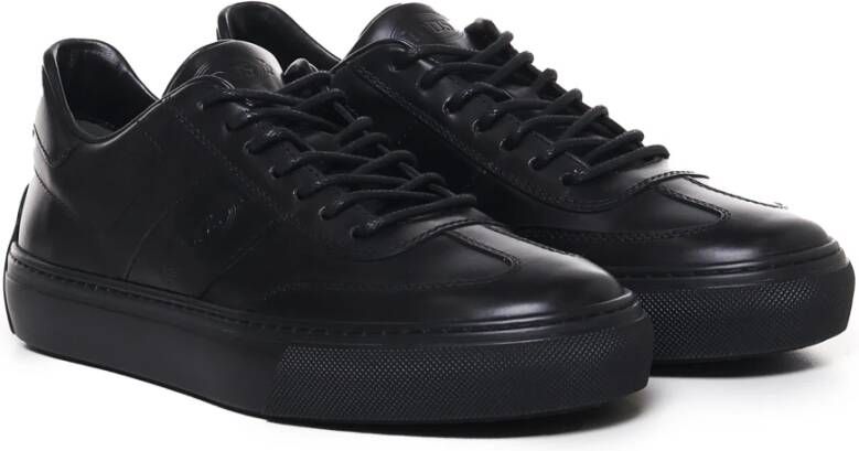 TOD'S Zwarte Leren Vetersneakers Black Heren