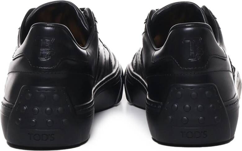 TOD'S Zwarte Leren Vetersneakers Black Heren