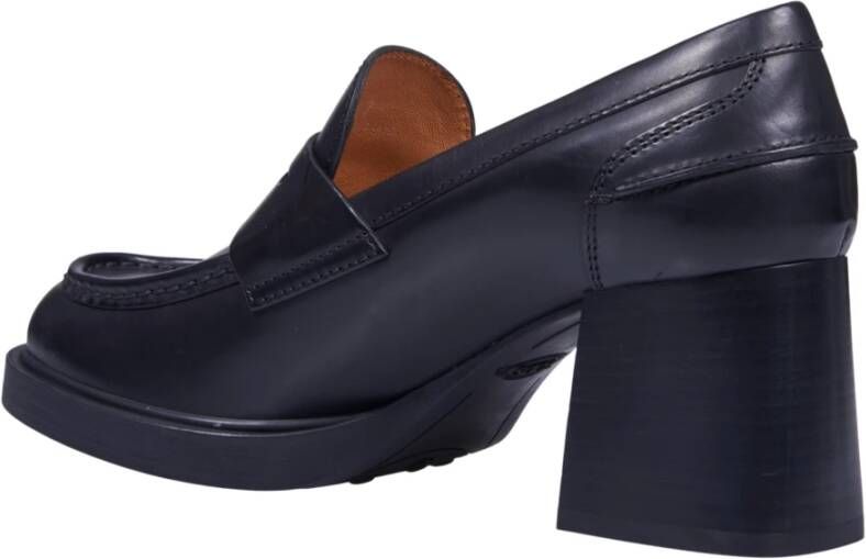 TOD'S Zwarte Loafer Mocassin Hak Kalfsleer Black Dames