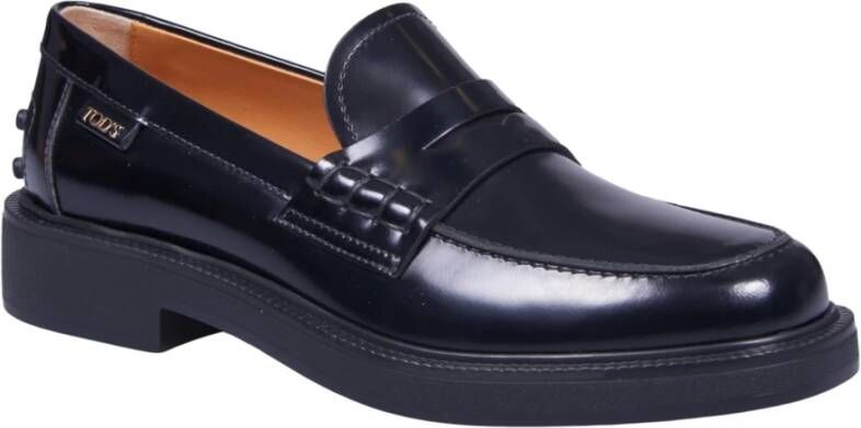 TOD'S Zwarte Loafer Mocassin met Zichtbare Stiksels Black Dames