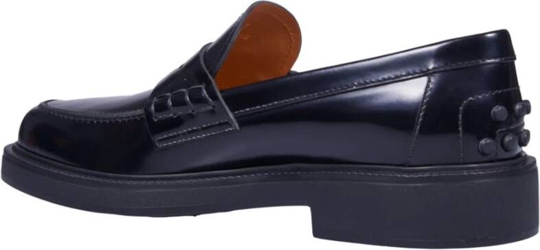 TOD'S Zwarte Loafer Mocassin met Zichtbare Stiksels Black Dames