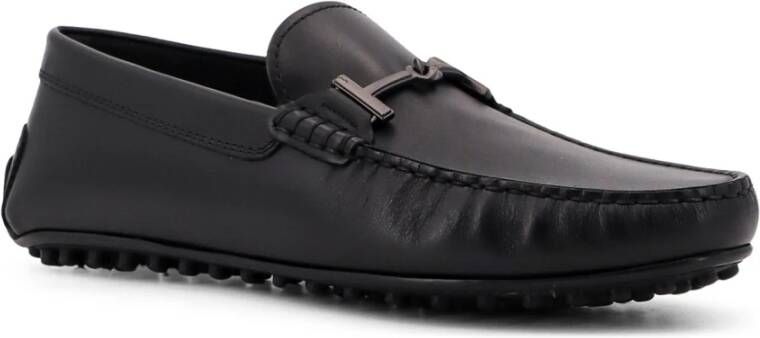 TOD'S Zwarte Loafer Schoenen met Gestikte Profielen Black Heren