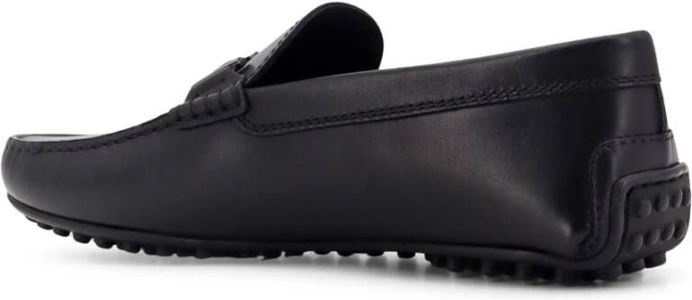 TOD'S Zwarte Loafer Schoenen met Gestikte Profielen Black Heren