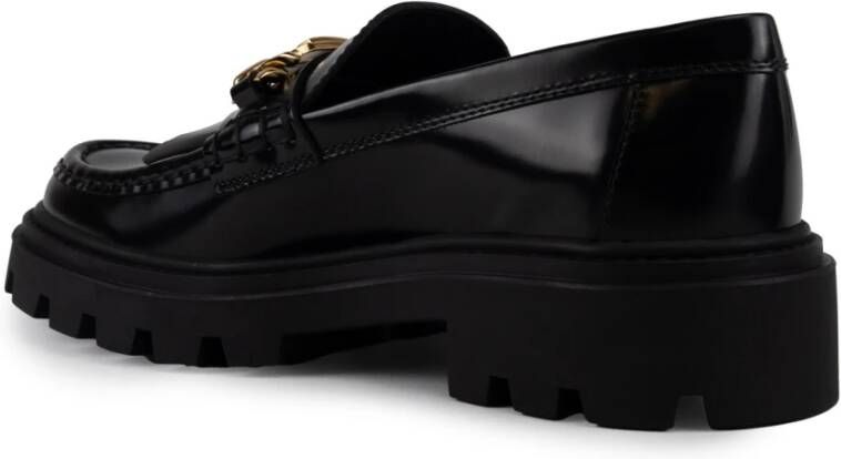 TOD'S Zwarte Loafers met Franjes Black Dames