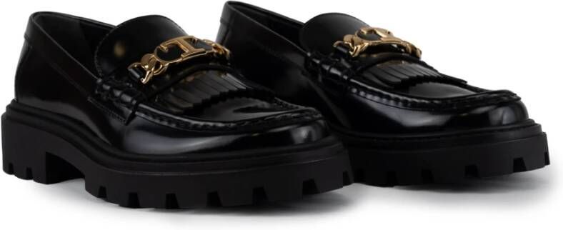 TOD'S Zwarte Loafers met Franjes Black Dames