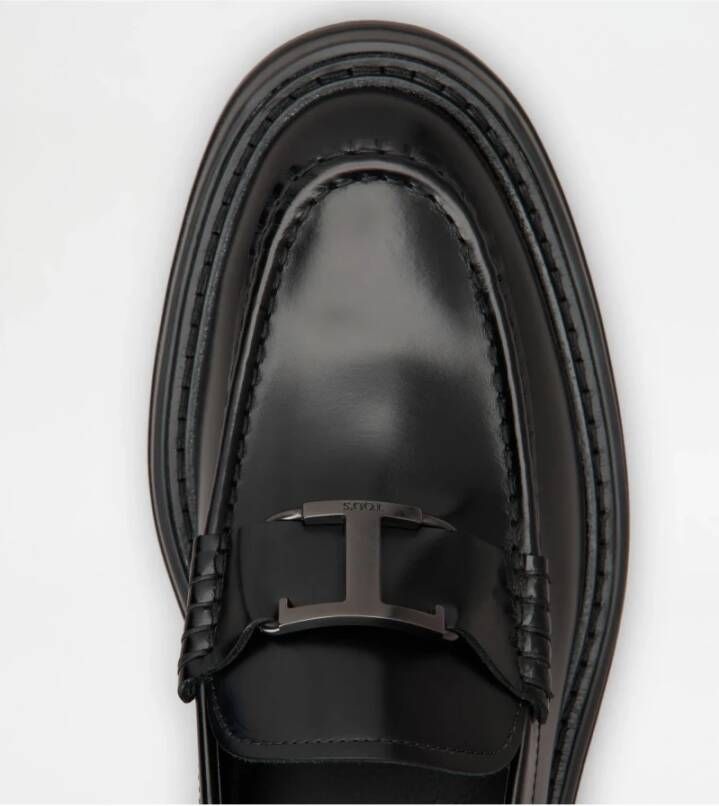 TOD'S Zwarte Loafers met T Timeless Accessoire Black Heren