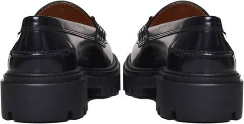 TOD'S Zwarte Lug Loafers Leren Schoenen Black Dames