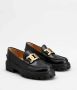 TOD'S Zwarte geborsteld leren mocassin met kettingdetail Black Dames - Thumbnail 3