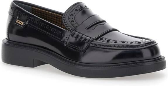 TOD'S Zwarte Mocassin Platte Schoenen Black Dames