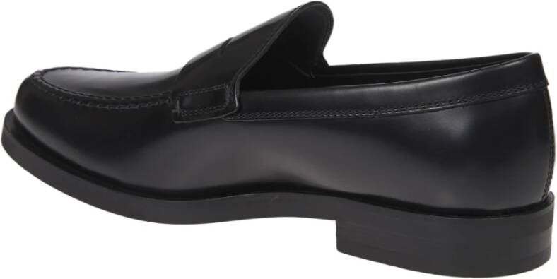 TOD'S Zwarte Mocassin Ready Logo Leer Rubberen Zool Black Heren