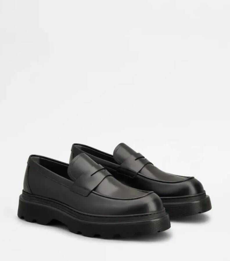 TOD'S Zwarte Mocassin Rubberen Zool Urban Stijl Black Heren