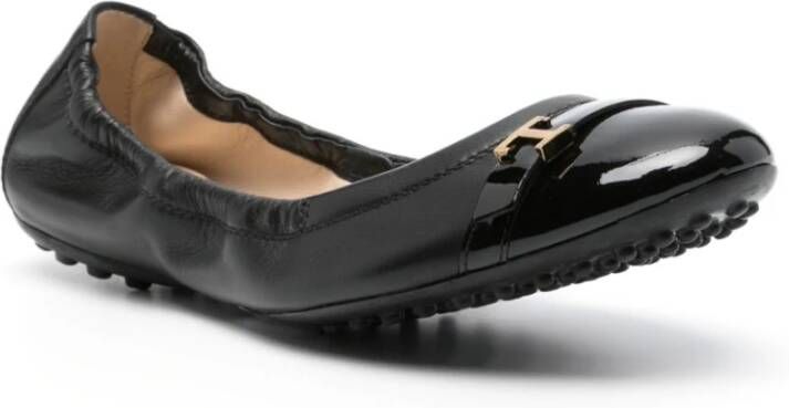 TOD'S Zwarte platte instappers Black Dames