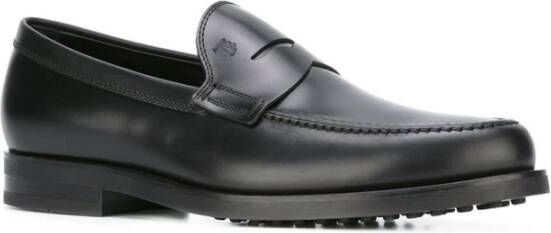 TOD'S Zwarte platte leren schoenen Black Heren