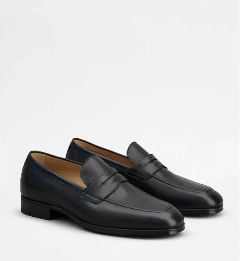 TOD'S Zwarte platte mocassin met rubberen zool Black Heren