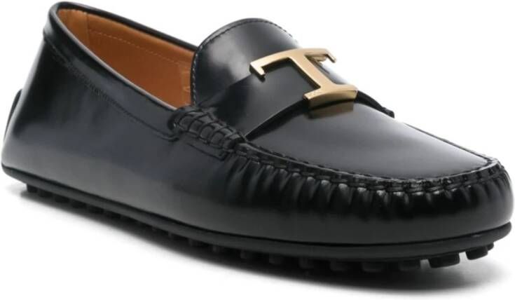 TOD'S Zwarte platte schoenen met Gommino zool Black Dames