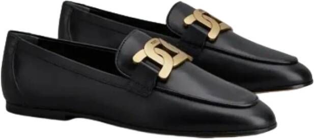 TOD'S Zwarte platte schoenen met kettingaccessoire Black Dames