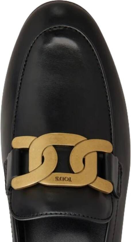 TOD'S Zwarte platte schoenen met kettingaccessoire Black Dames