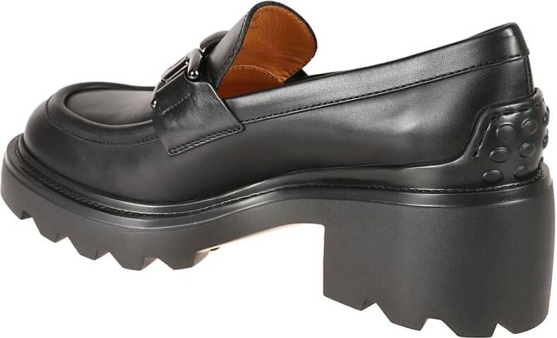 TOD'S Zwarte platte schoenen met kettingdetail Black Dames