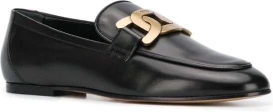 TOD'S Zwarte platte schoenen met kettinglink Black Dames