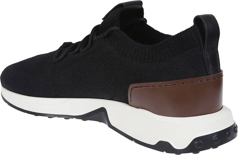 TOD'S Zwarte Slip-On Sneakers met Leren Detail Black Heren