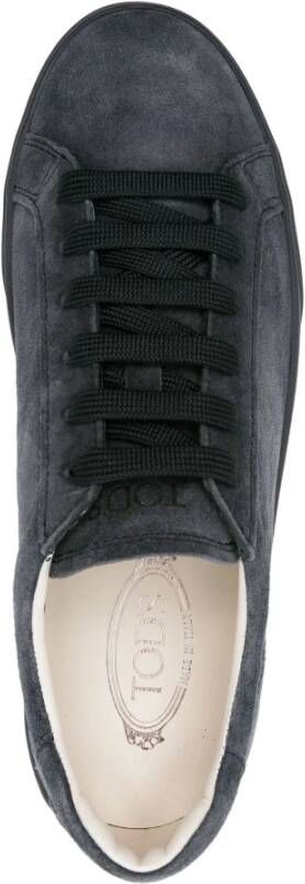 TOD'S Zwarte Suède Sneakers met Logodetail Black Heren