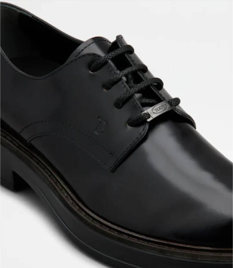 TOD'S Zwarte Veterschoenen van Leer Black Heren