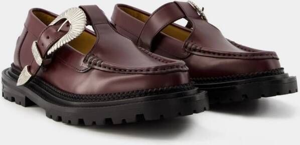 Toga Pulla Bordeaux Leren Loafers Puntige Neus Red Dames