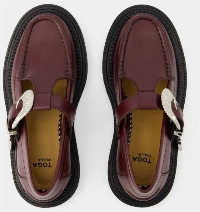 Toga Pulla Bordeaux Leren Loafers Puntige Neus Red Dames