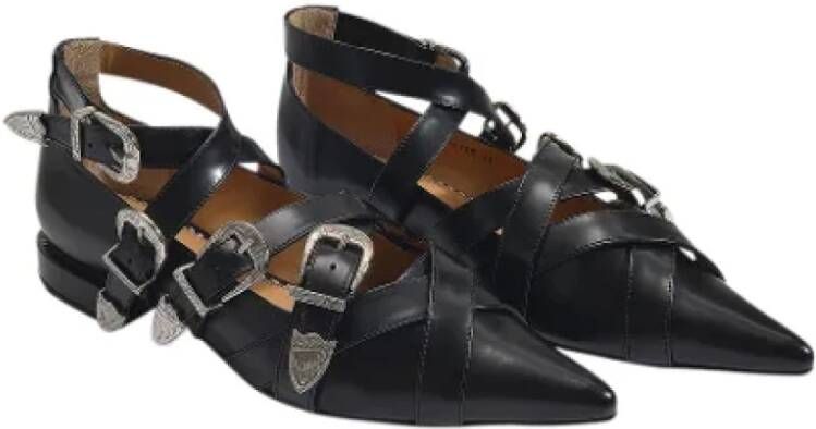 Toga Pulla Leather flats Black Dames